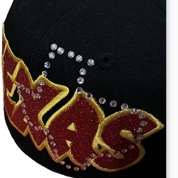 TAXAS Snapback Hat Red Sparkly Brim - Picture 8 of 8
